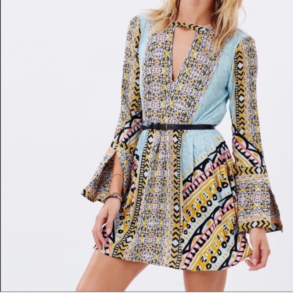 Free People Teagan Border Mini Dress